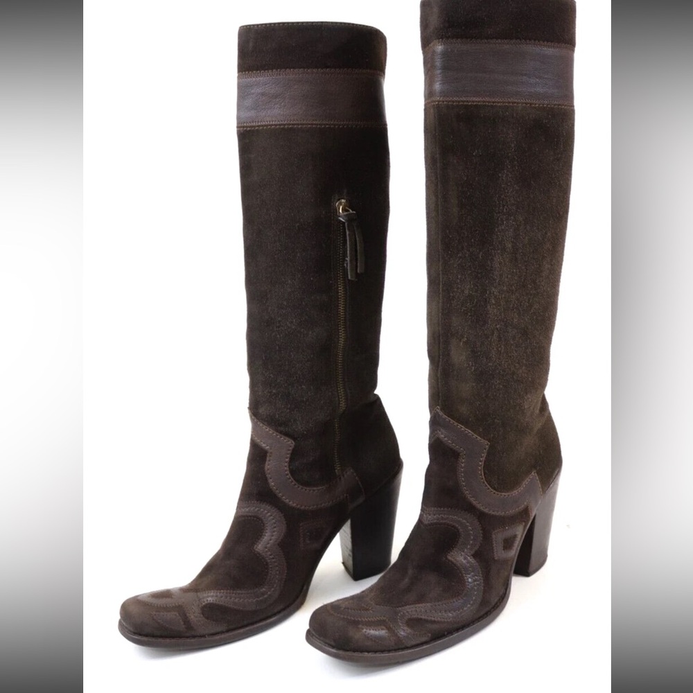 MIU MIU Miuccia Prada Boots Western Cowboy Suede Leather size 10.5/40.5 - Picture 6 of 16